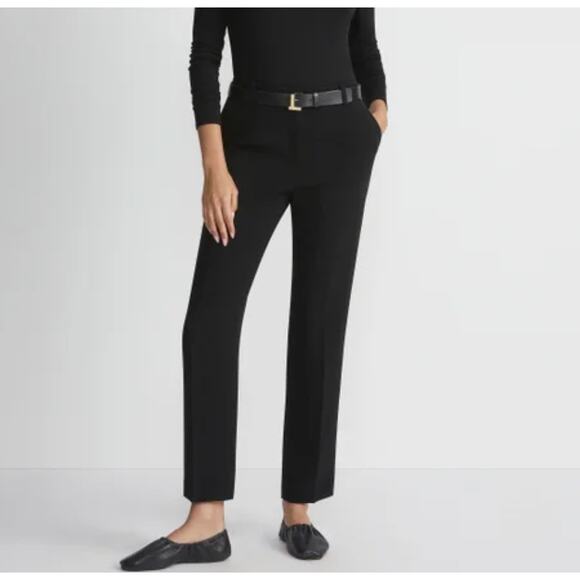 LAFAYETTE 148 | Black Crepe Ankle Length Straight Leg Black Trousers | Size 4 - Picture 1 of 5